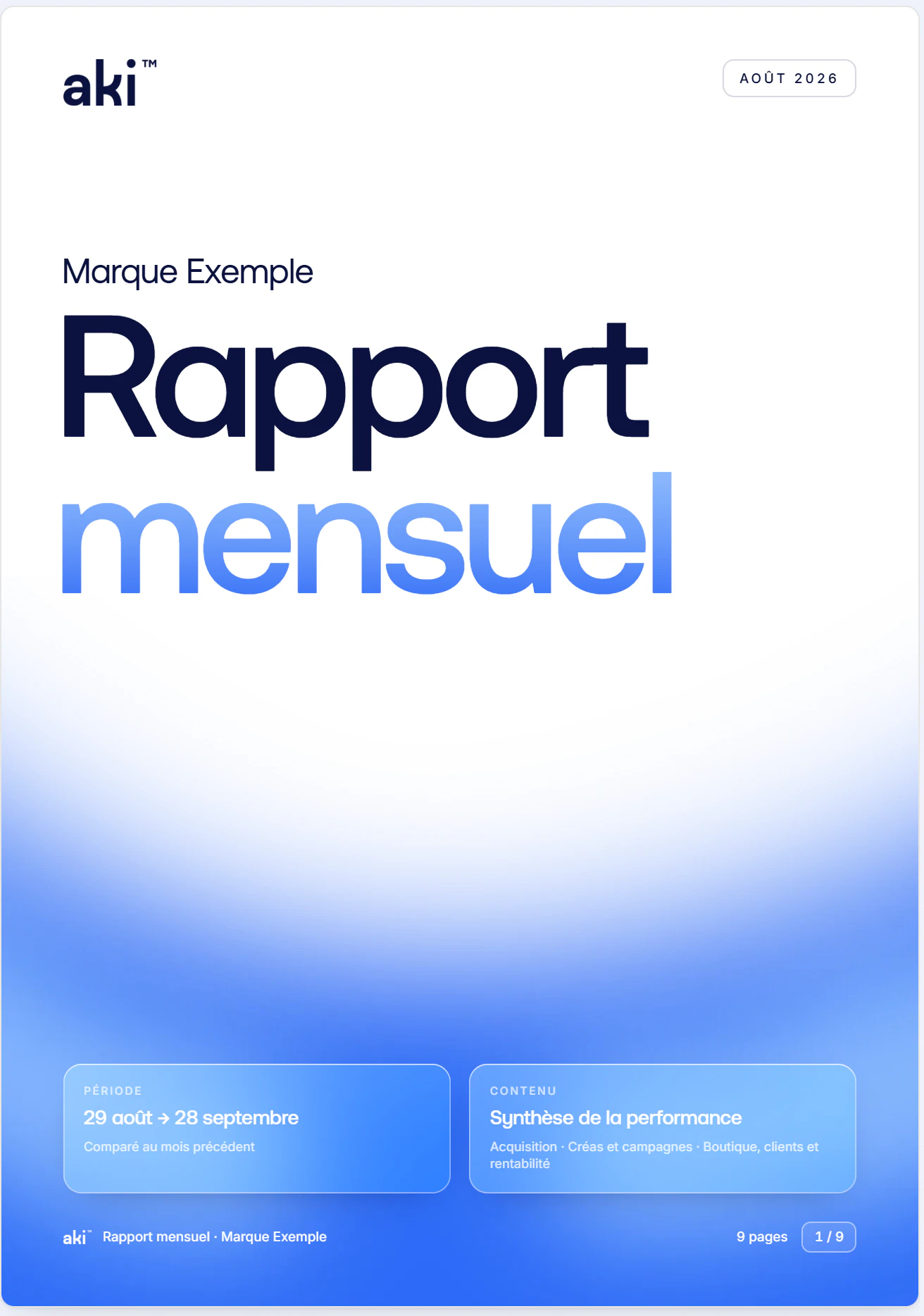 La couverture d'un rapport mensuel